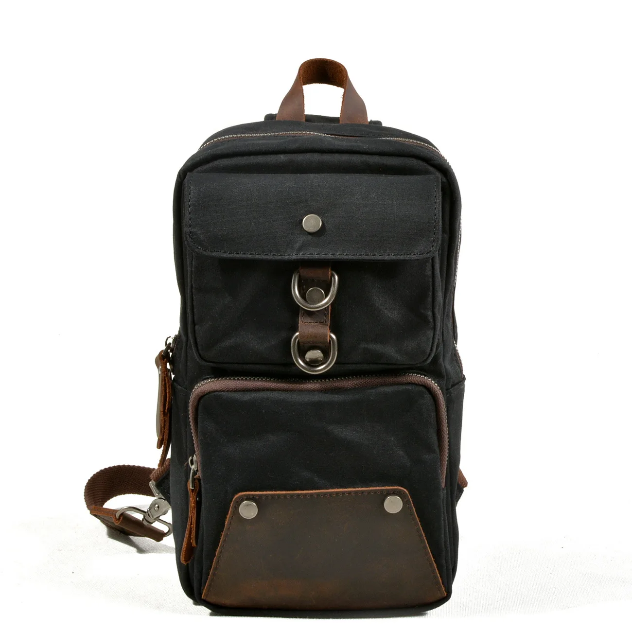

MEN'S Single-shoulder Bag Europe And America Shoulder Bag Students Chest Pack Outdoor Sports Leisure Bag Oil Wax Waterproof Canv