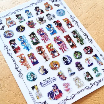 

Newest TSC 166 Sailor Moon girl nail art sticker decal stamping back gule DIY nail decoration accessory