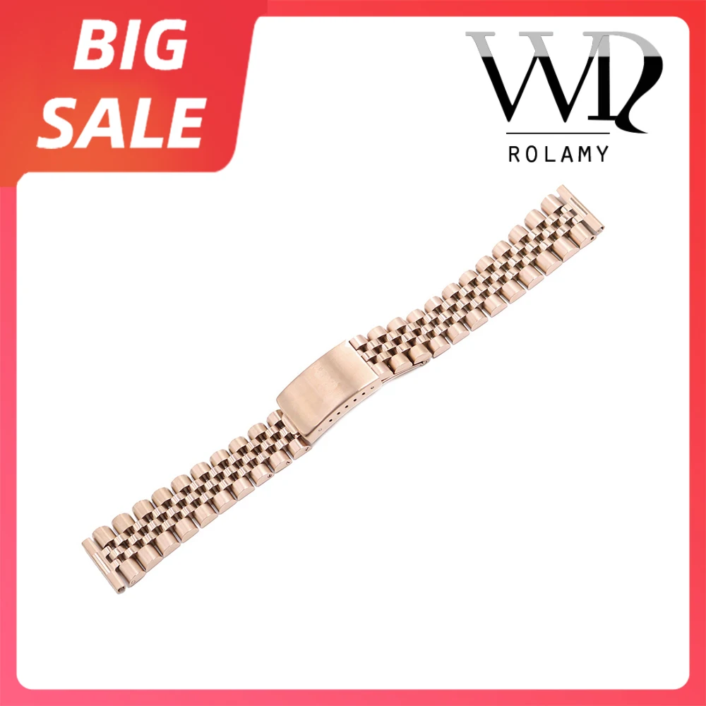 

Rolamy 20mm Rose Gold Replacement 316L Stainless Steel Wrist Watch Band Strap Bracelet For Omega IWC Tudor Seiko Breitling