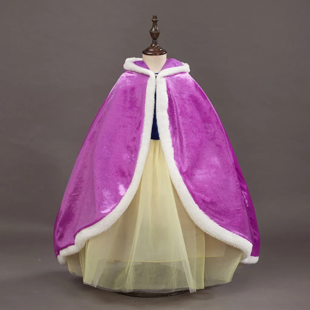 Elsa Princess Dress Cape Snow Queen Velvet Cloak Hoodies Anna White Shawl Mantle Hooded For Girl | Детская одежда и обувь
