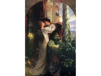 

Hand Painted Art Paintings by College Teachers - Romeo and Juliet kiss Victorian Frank Bernard Dicksee - Oil Painting on Canvas
