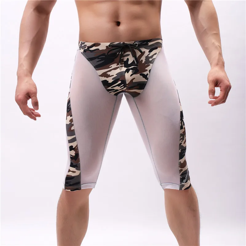 Summer Men Sleep Bottoms Ice Silky Pajama Pants Casual Sexy Sleep Bottom Tight Short Pants Underwear Homewear Pajamas Men