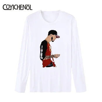 

Anuel Aa tshirt men tshirt 3XL long sleeves modal top oversized tops O-neck customize couple tshirt homme COYICHENOL
