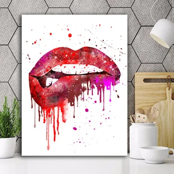 

1 Piece Canvas Painting Watercolor Lips Abstract Art Wall Pictures For Living Room Nordic Minimalism Colorful Cuadros No Frame