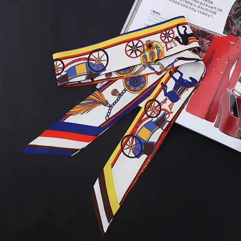 

Small Silk Scarf For Women New Print Handle Bag Ribbons Fashion Head Scarf Handbag Scarves Bag Scarf Fashion Female Hair Ribbons