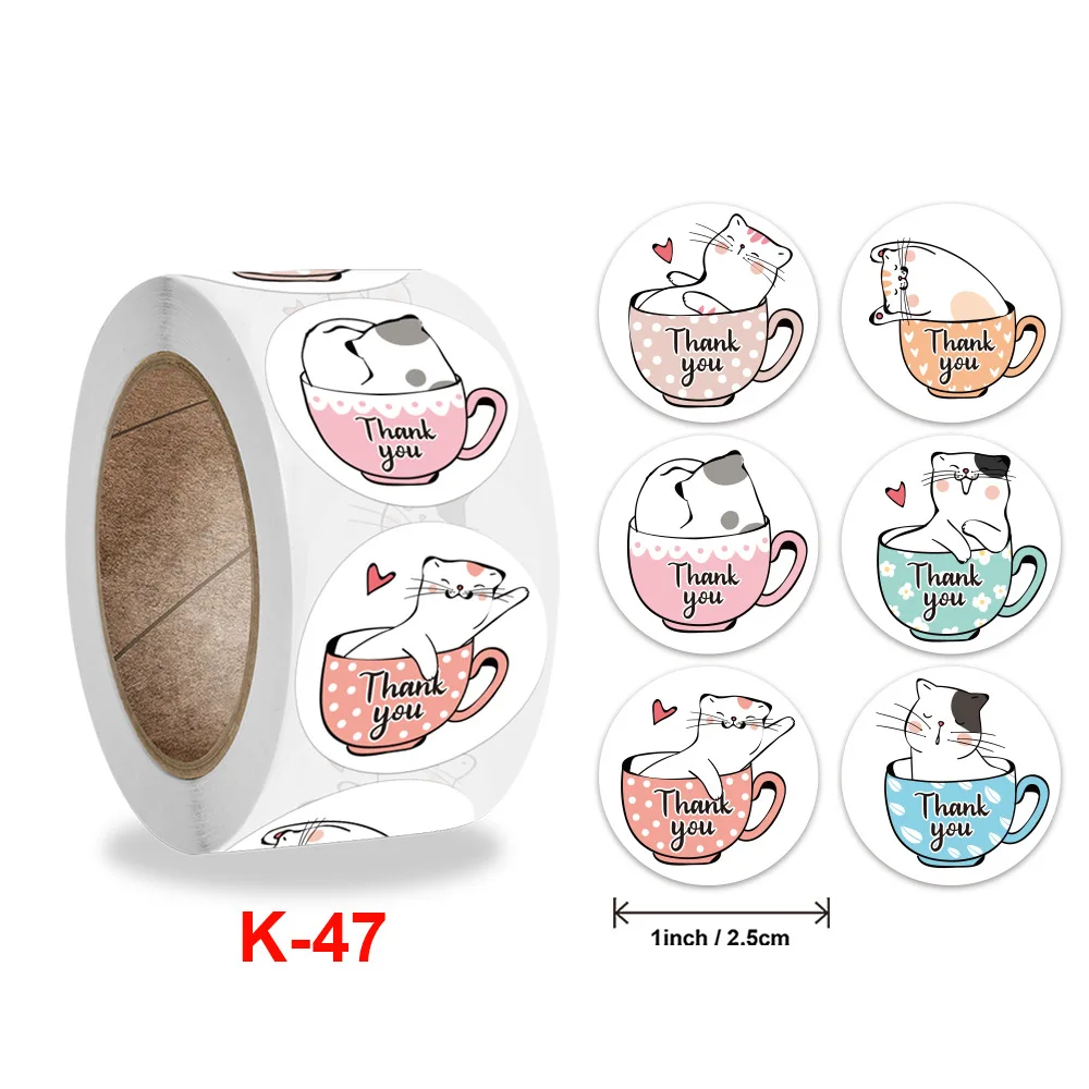 50-500pcs Cartoon Animal Children Sticker Label Thank You Stickers Cute Toy Game Tag DIY Gift Sealing Label Decoration Supplies