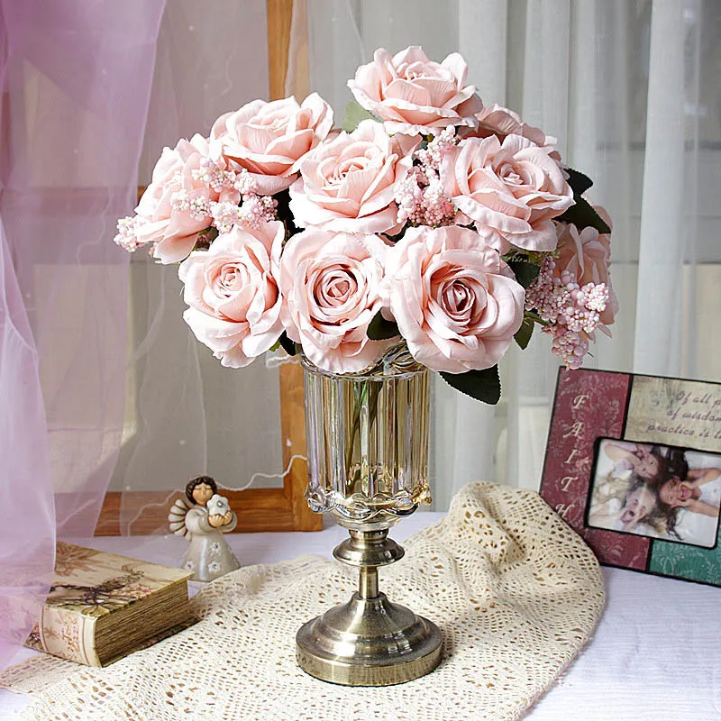 Large Silver Vases Of Roses