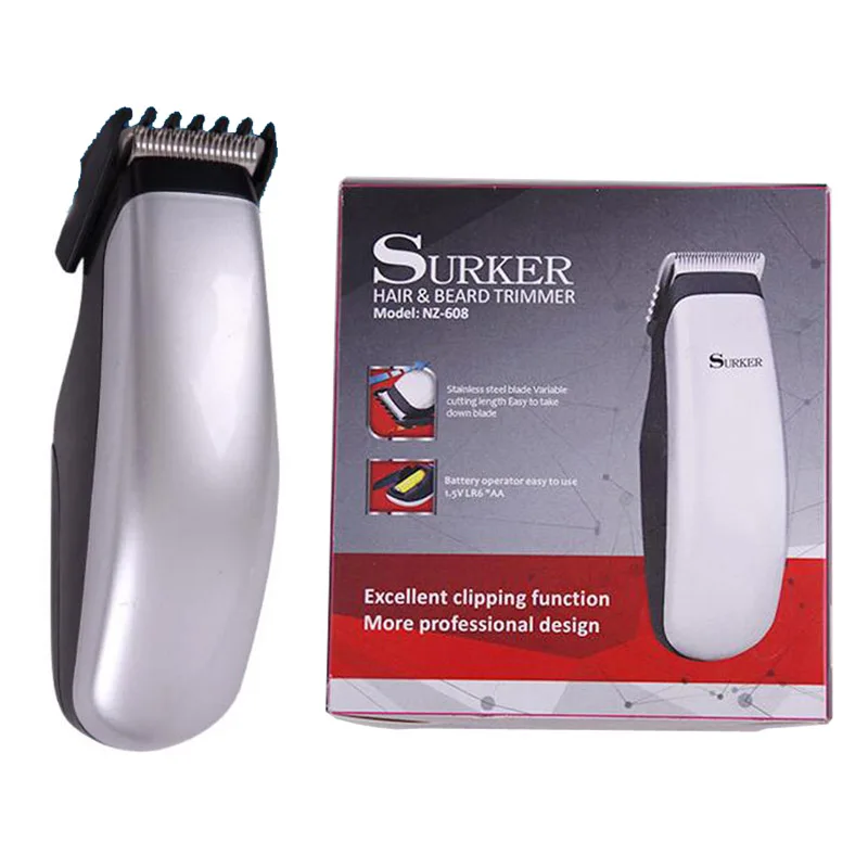 

Surker NZ-608 Mini Electric Hair Beard Trimmer AA Battery Hair Clipper Shaver Razor Cutting Machine Stainless Steel Cutter Head