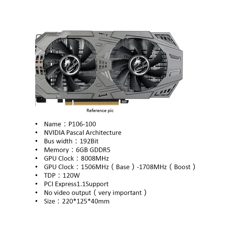 graphics cards computer NVIDIA P106 100 6GB GDDR5 Mining GPU P106-100 Graphics Card Digital Currency Lower Power Consumption  ETH23+MH/S best video card for gaming pc