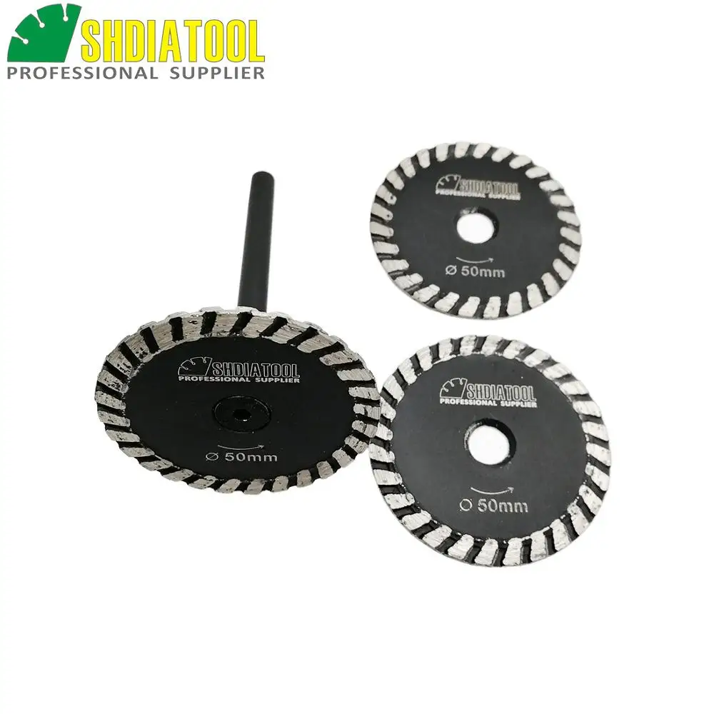 DIATOOL 1 pc Hot pressed diamond turbo mini Engraving saw blades with removable 6mm shank and 2pcs blades without shank