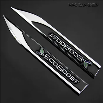 

Hot Auto Car Metal Knife Badge Emblem Decal 3D Sticker Fit For Ecoboost Black/Red 2pcs/set