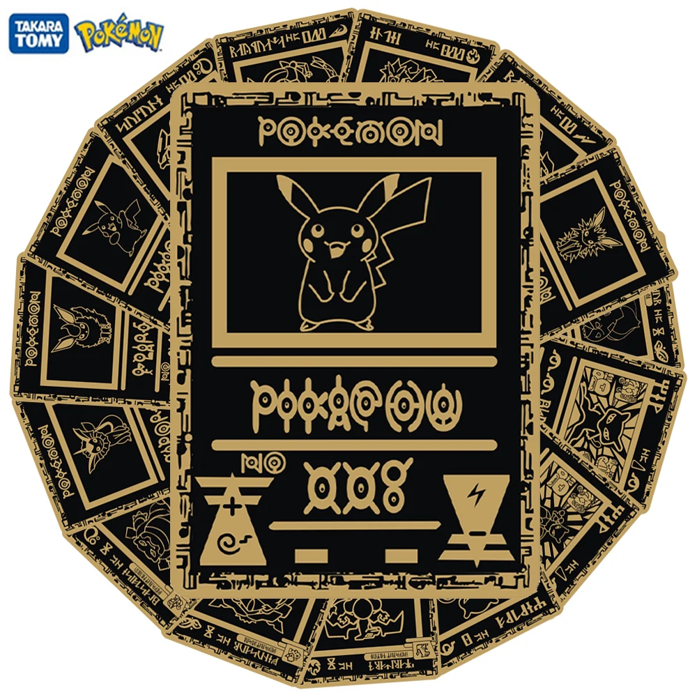 Pokemon black gold Game Cards Pikachu Anime Battle Metal Card Game Collection Cards for Kids Christmas Gift 1 Pokemon black gold Game Cards Pikachu Anime Battle Metal Card Game Collection Cards for Kids Christmas Gift 1
