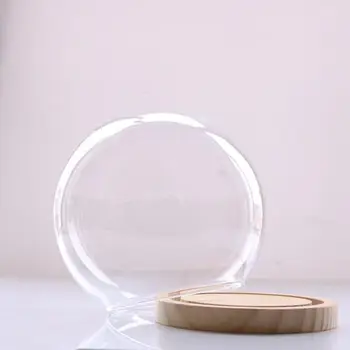 

New Decorative Glass Bell with Wooden Floor, Transparent Glass Container Micro-Landscape Garden DIY Terrarium Container Decorati