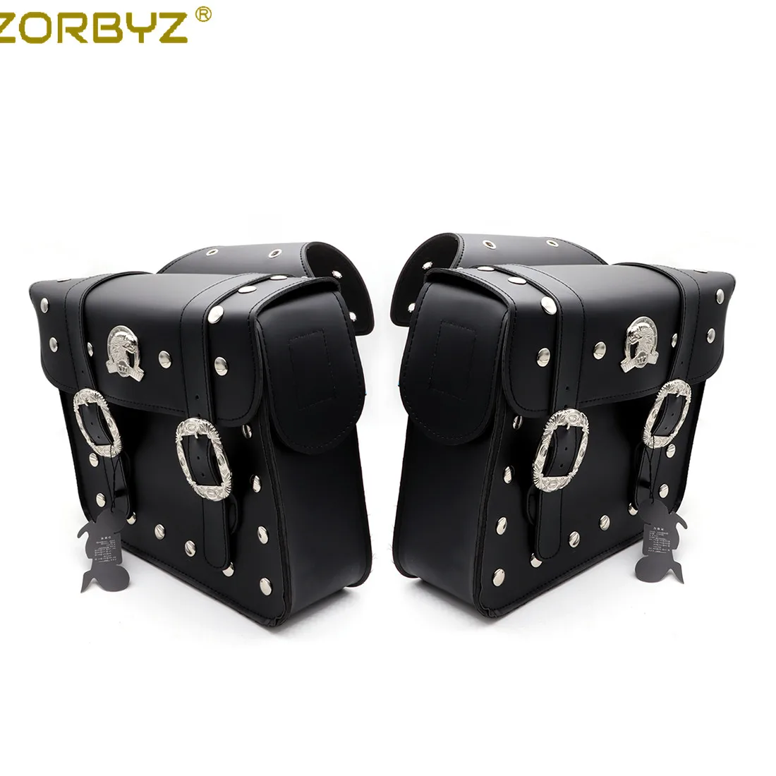 ZORBYZ 2X мотоциклетные Черные Сумки из искусственной кожи седельные сумки Panniers