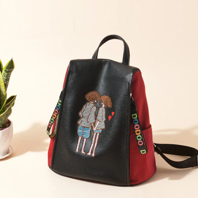 Весенний рюкзак с вышивкой в Корейском стиле, стиль, большая Вместительная дорожная сумка, женский рюкзак из мягкой кожи,, Gener