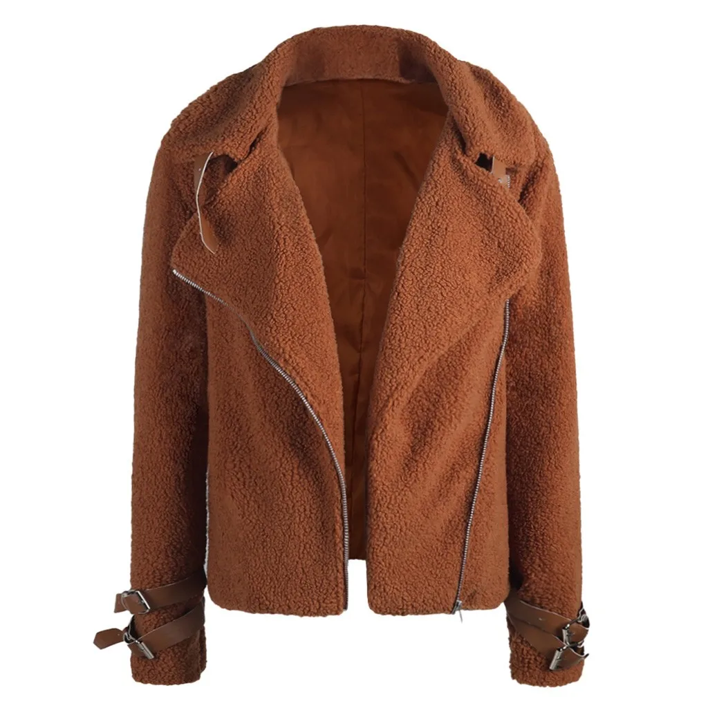 JAYCOSIN, Женское пальто из искусственного меха, куртка с плюшевым мишкой, Женское пальто из искусственного меха с отворотами, зимнее пальто большого размера, плюшевая куртка 9902