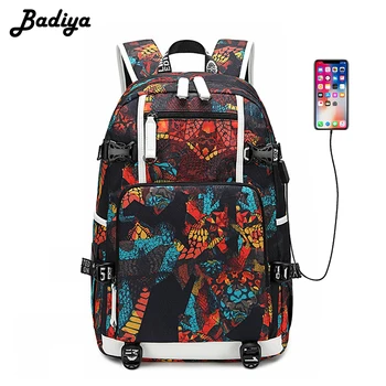 

Printing Backpack Multifunction Waterproof Large Capacity USB Charging Laptop Bags for Travel Knapsack Students School Bag