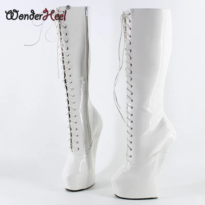 Wonderheel модные сапоги до колена на платформе 20 см|fashion boots|platform bootslaceup heels |