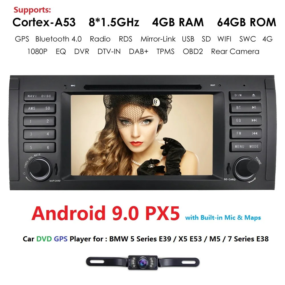 Sale Android 9.0! 7 Inch In Dash Car DVD Player Multimedia For BMW/E39/X5/M5/E53 With 4GRAM Canbus 4GWifi GPS Navigation Radio BT CAM 4 Sale Android 9.0! 7 Inch In Dash Car DVD Player Multimedia For BMW/E39/X5/M5/E53 With 4GRAM Canbus 4GWifi GPS Navigation Radio BT CAM 4