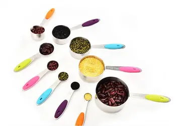 

10-piece Kitchen Set Cooking Spoon Cup Steel Silicone Stainless