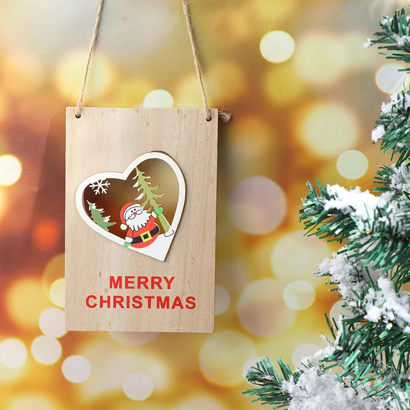 2021 Wooden Door Hanging Sign Christmas Tree Mall Store Christmas Welcome Sign