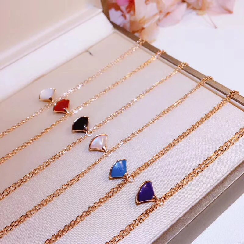 Брендовые ювелирные изделия из чистого 925 пробы серебра для женщин, браслет с перламутром и веером, свадебные ювелирные изделия белого и красного цвета, браслет с 1 вентилятором