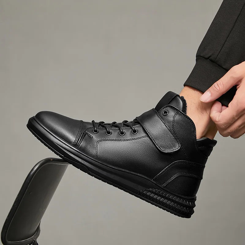 父の日早割クーポン ブランド高品質本革男性のブーツ基本男性カジュアルシューズファッション男性冬の雪のブーツ綿毛 純正シートマット付 Men S Shoes Www Celpan Com Br