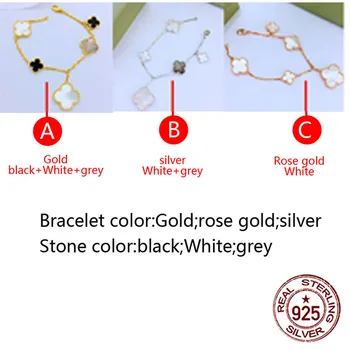 

S925 Sterling Silver Bracelet Simple Personality Fashion Style 5 Flower Clover Shape To Send Girlfriend Gift