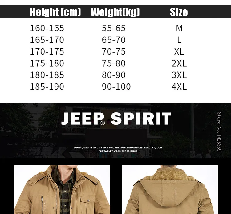 JEEP SPIRIT Зимняя парка куртка мужская Повседневная ветровка с капюшоном и воротником Толстая теплая зимняя куртка мужская флисовая шерсть теплая парка Hombre