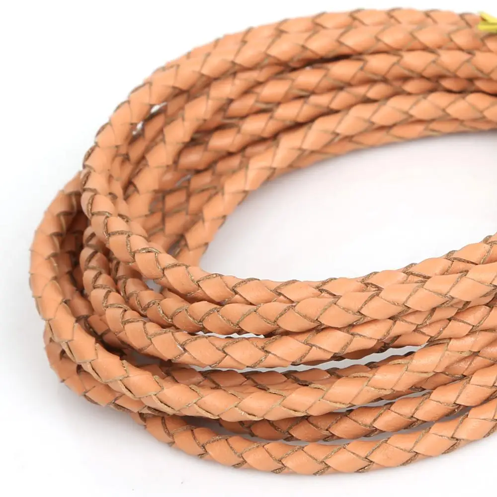2 м диаметр 3 мм Плетеный Натуральная кожа круглый шнур веревка из натуральной кожи шнур веревка подходит для ювелирных изделий DIY ремесло - Цвет: Camel