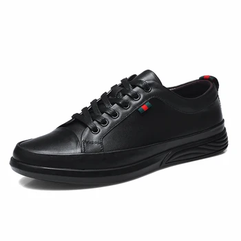 

Genuine Leather Walking Shoes Men Casual Sports Shoes Thick Outdoor Non Slip Sneakers Large Size 37-46