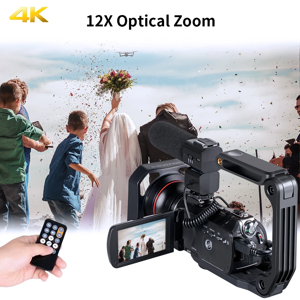 Ordro AC5 видео Камера видеокамеры 4K Профессиональный 12X оптическим зумом для YouTube Vlog