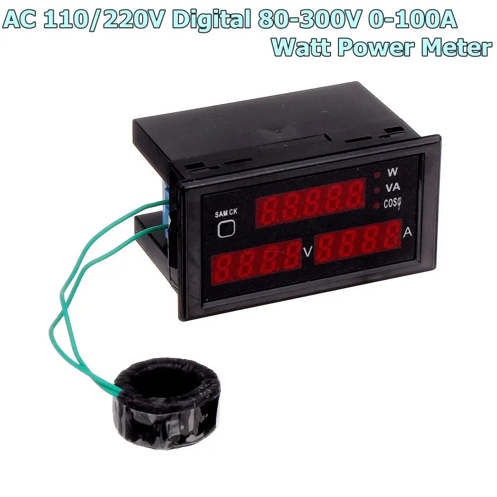 New AC 110/220V Digital 80-300V 0-100A Watt Power Meter 4 bits 0.31'' LED Voltage Volt Amp Tster Gauge Ammeter Voltmeter