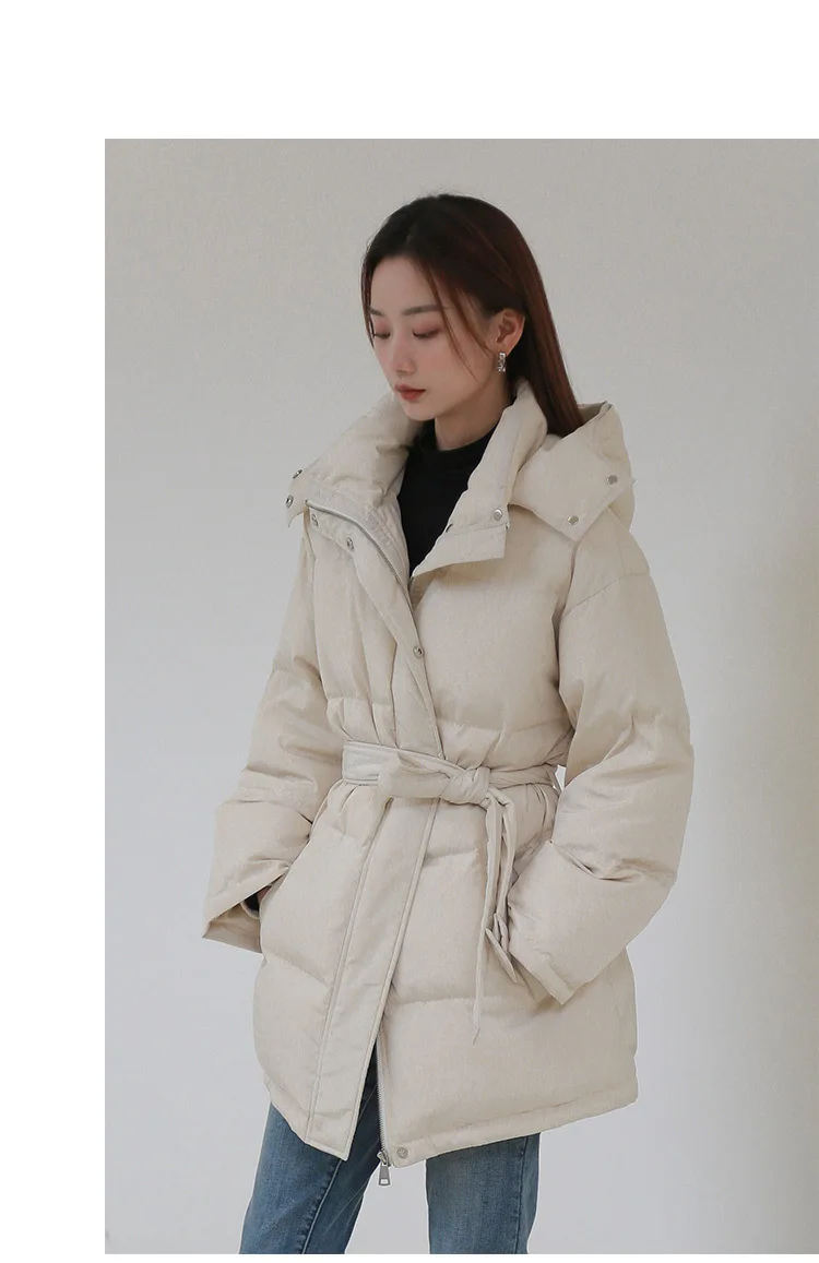 Плотное 90% белое пуховое пальто для женщин, зимнее теплое однотонное женское пуховое пальто на молнии, теплая женская пуховая парка высокого качества