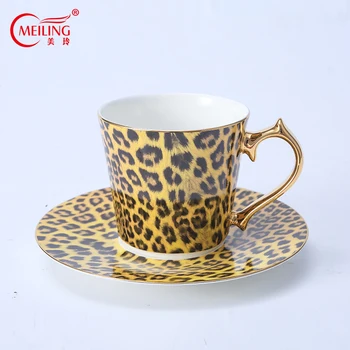 

Porcelain Leopard Coffee Cup Bone China Tea Cup Set With Gold Handgrip Luxury Gifts For Boss Women Girlfriend Home Kitchen Decor