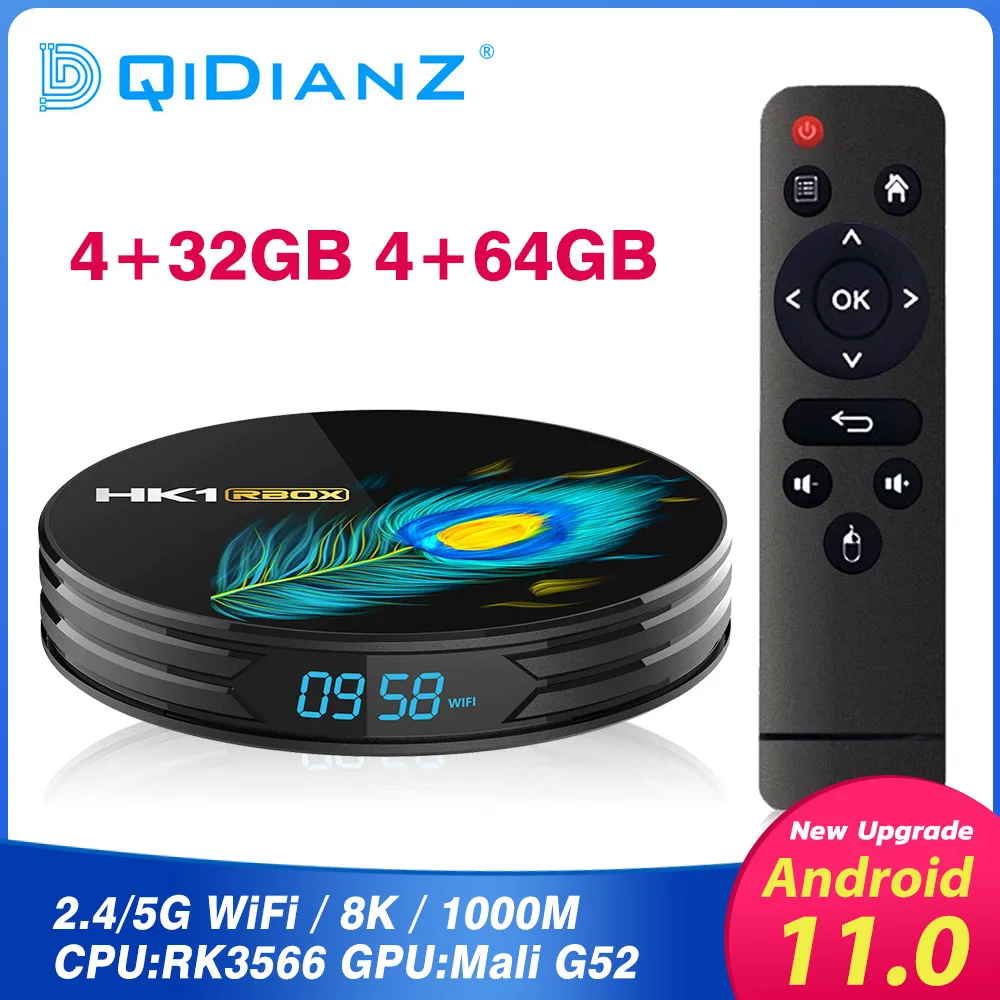 HK1 RBOX R3 Android 11.0 Smart TV Box 2.4G 5G Dual Wifi BT4.0 RK3566 DDR4 1000M LAN 4K 8K 4GB 32GB 64GB Media player Set top box |