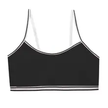 

Teenage Puberty Girl Sweet Candy Color Sport Training Bra Underwear Striped Patchwork Thread Ribbed Wireless Bralette Vest