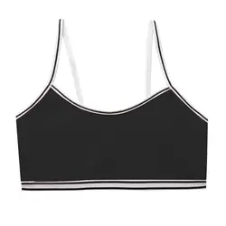 Soutien gorge rayé pour adolescentes, vêtement de puberté, couleur bonbon, Sport, entraînement, sous vêtements, Patchwork, fil côtelé, gilet Bralette sans fil 