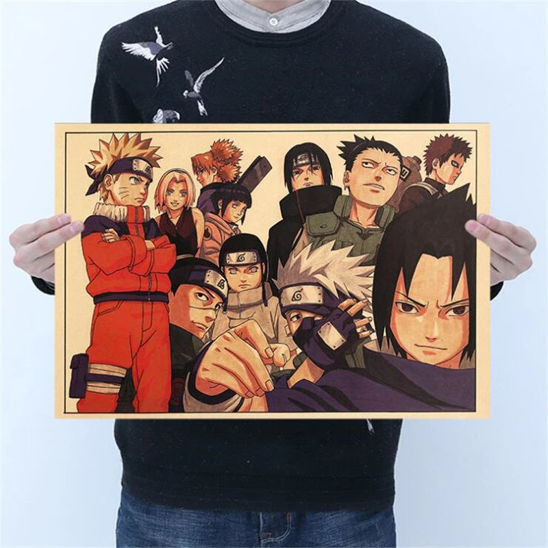 Classic Naruto Figure Sasuke Pain Neji Painting Anime Poster Vintage Decoracion Wall Art Kraft Paper Posters Wall Stickers