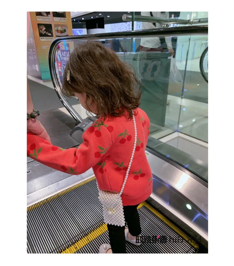 

Xihong City Knitted Sweater Girls Cherry Cardigan Baby Sweater Children Long Sleeve Sweater