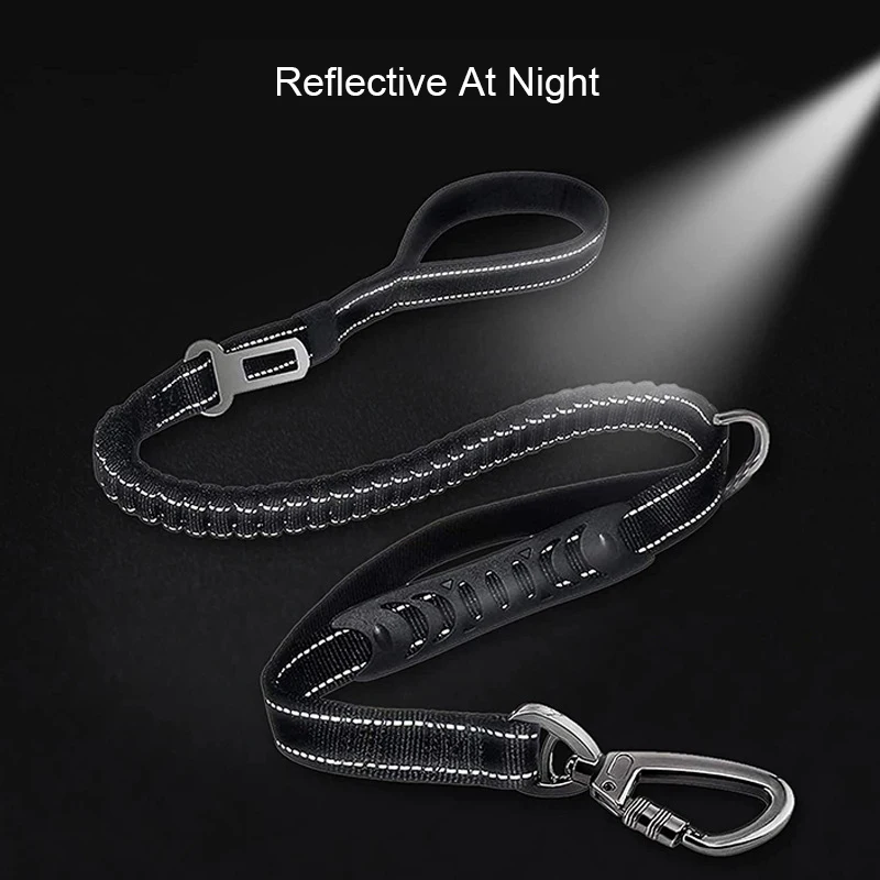 Reflective Big Dog Leash With Car Safety Buckle And Padded Handle