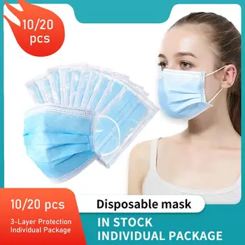 

10Pcs Disposable Protective Mask 3 Layer Face Mask Protective Face Mask Dust Proof Mask Safety Mask Safety Face Mask Fast Delive