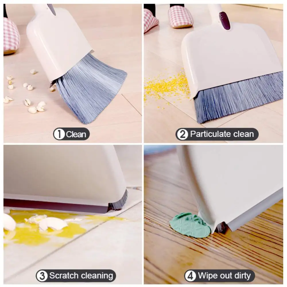 веник и совок набор Щетка Cleanhome с телескопической щетиной длинной ручкой 54