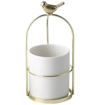 

Portable Small Vase Creative Iron Art Dried Flower Vase Countertop Ceramic Bowknot Succulent Flower Pot Decoration