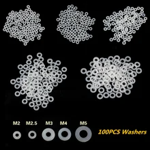 100 шт белый/черный пластик нейлоновая шайба с покрытием плоская прокладка уплотнения шайба прокладка кольцо комплект M2/M2.5/M3/M4/M5/M6/M8