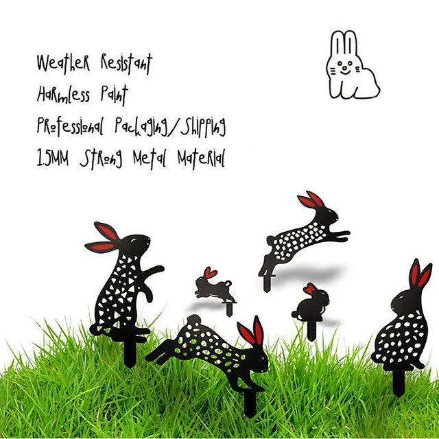 1Pc Húsvéti Fém Nyúl Vasművészet Kültéri Kerti Háztáji Gyeptáblák Dekoráció A Kertészeti Díszek Udvarához - Image 6