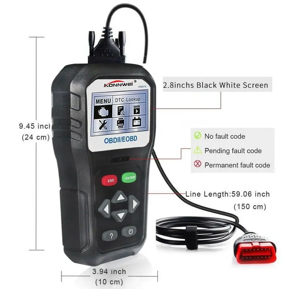 Автомобильный диагностический сканер KONNWEI OBD2 KW818 Pro универсальный автомобильный