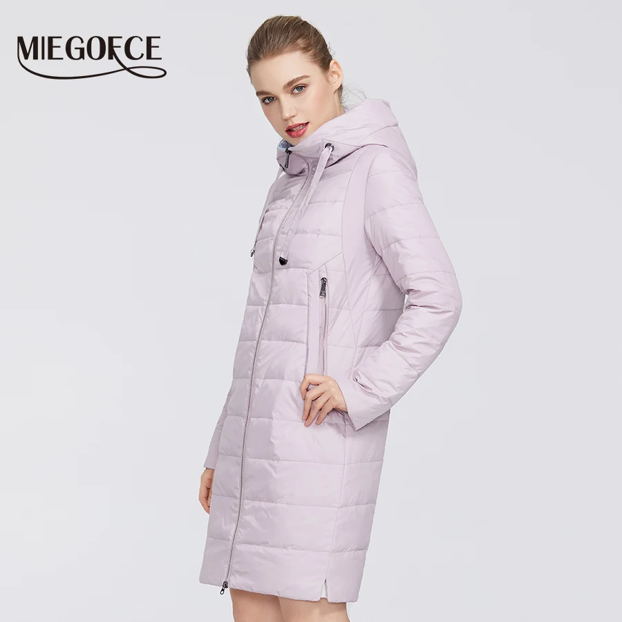 MIEGOFCE 2020 Designer Spring Collection Women Jacket with Zipper and Medium Knee Length Resistant Collar with Hood Women Coat|Parkas|   - AliExpress