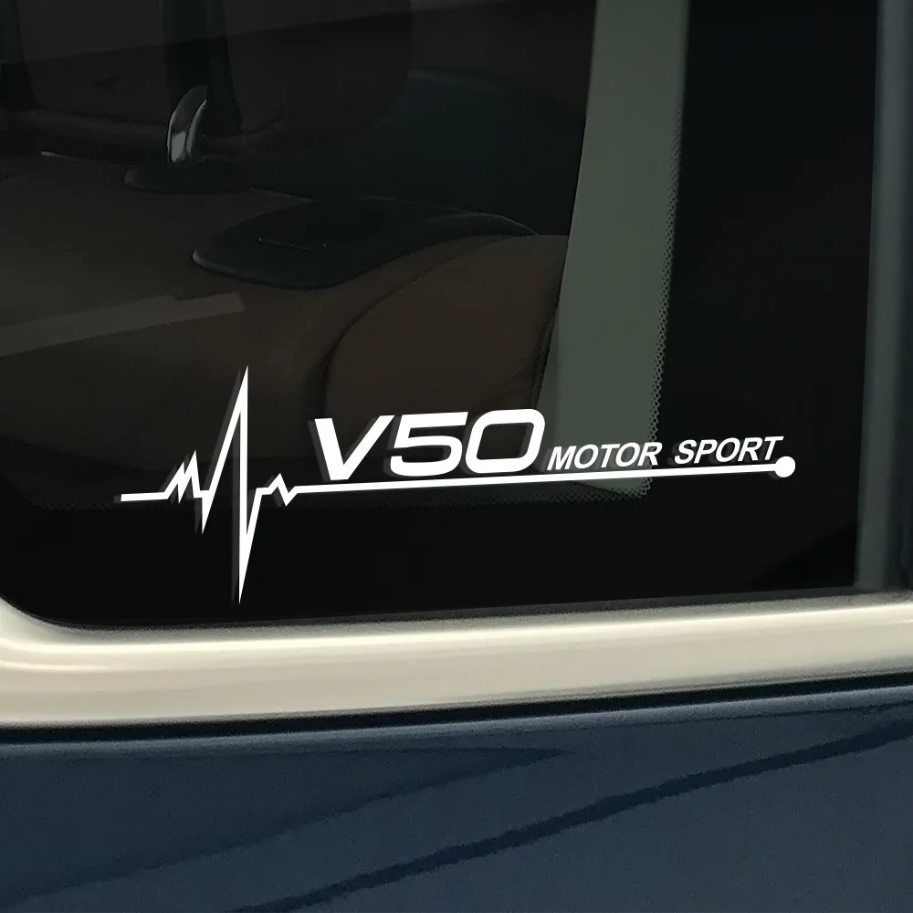 2 шт. авто наклейки на боковое окно для Volvo S60 XC90 V40 V50 V60 S90 XC60 XC40 AWD T6 Пленительные виниловые наклейки аксессуары - Название цвета: V50
