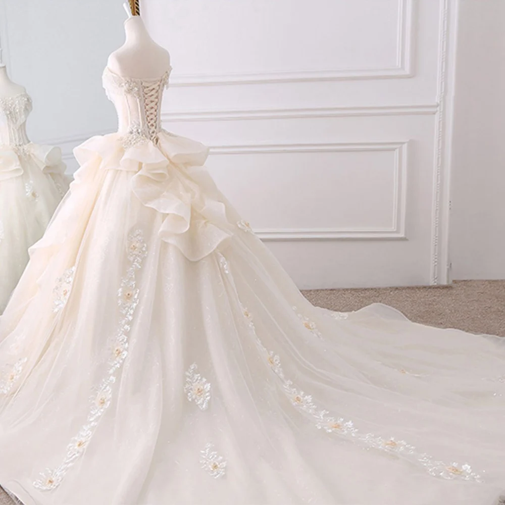 Gorgoeus бальное платье Свадебные платья Vestido De Noiva аппликации цветы Бисероплетение Кристалл блестящее свадебное платье Trouwjurk